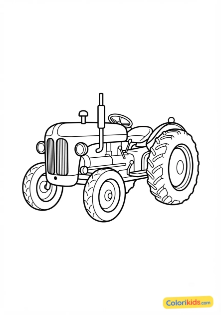 Ausmalbild zum Ausdrucken: restaurierter Oldtimer-Sammeltraktor