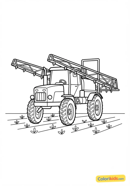 Coloriage à imprimer : tracteur pulvérisateur pour les cultures