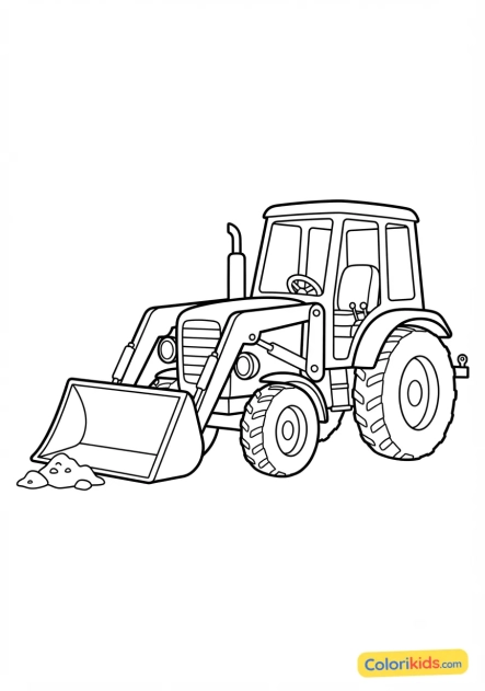 Coloriage à imprimer : tracteur avec un chargeur frontal