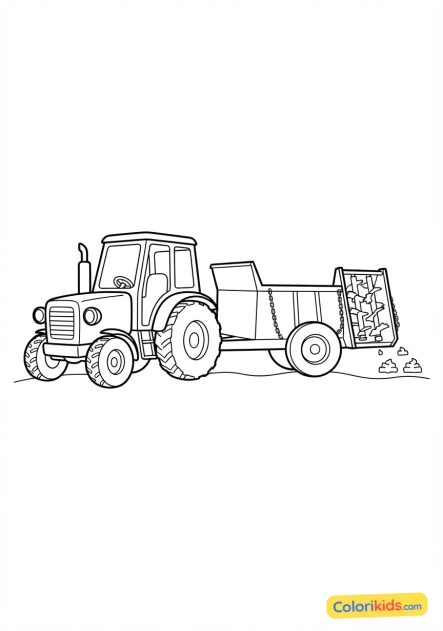 Coloriage à imprimer : tracteur avec un épandeur de fumier