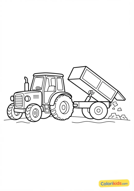 Coloriage à imprimer : tracteur avec une benne basculante