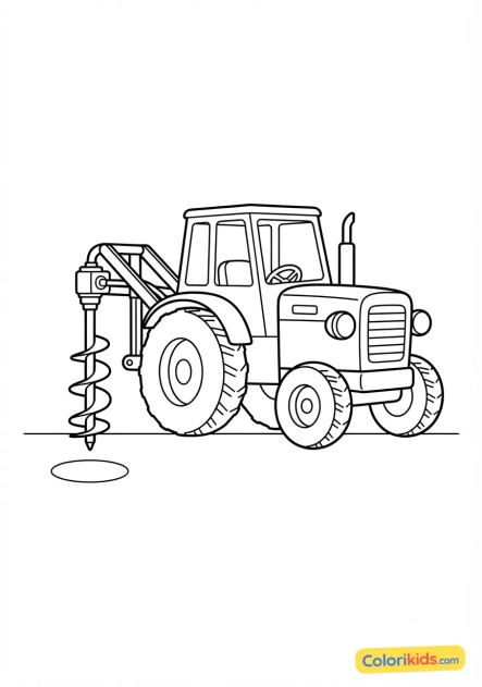 Coloriage à imprimer : tracteur avec une tarière