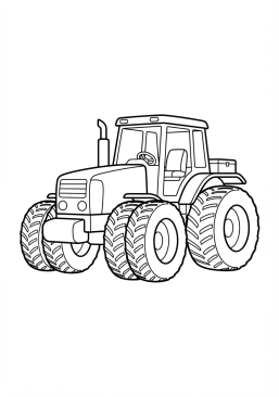 Voir le coloriage Tracteur de ferme avec des roues jumelées