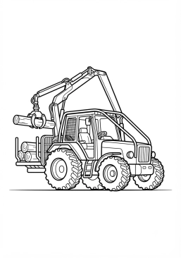Voir le coloriage Tracteur forestier avec une grue de chargement
