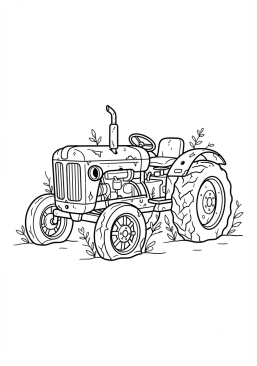 Voir le coloriage Vieux tracteur rouillé laissé à l'abandon