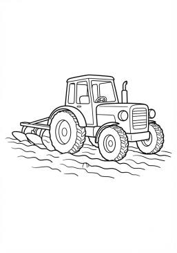 Voir le coloriage Tracteur en train de labourer la terre