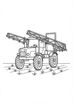 Voir le coloriage Tracteur pulvérisateur pour les cultures