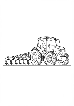 Voir le coloriage Tracteur avec un cultivateur
