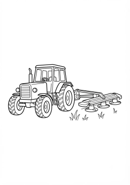 Voir le coloriage Tracteur avec une faucheuse à disques