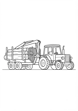 Voir le coloriage Tracteur avec une remorque forestière