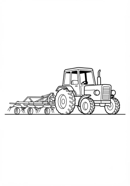 Voir le coloriage Tracteur avec une herse rotative