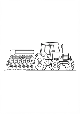 Voir le coloriage Tracteur avec un semoir de précision