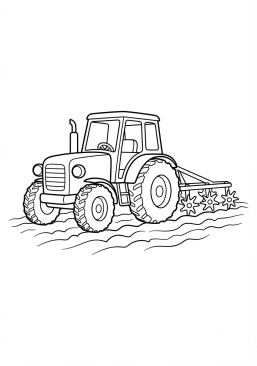 Voir le coloriage Tracteur avec une charrue rotative