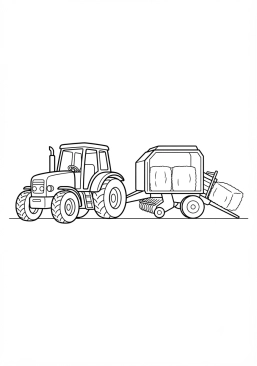 Voir le coloriage Tracteur avec une presse à balles carrées
