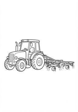 Voir le coloriage Tracteur avec une faneuse