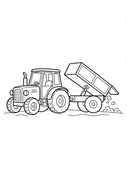 Voir le coloriage Tracteur avec une benne basculante