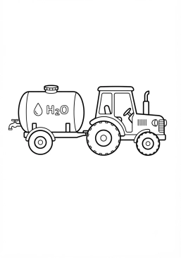 Voir le coloriage Tracteur avec une citerne à eau