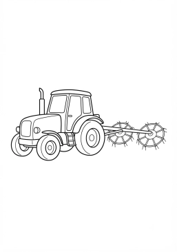 Voir le coloriage Tracteur avec un andaineur