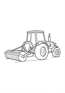 Voir le coloriage Tracteur avec un rouleau agricole