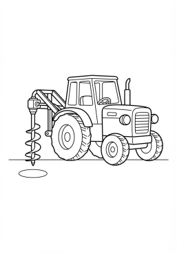 Voir le coloriage Tracteur avec une tarière