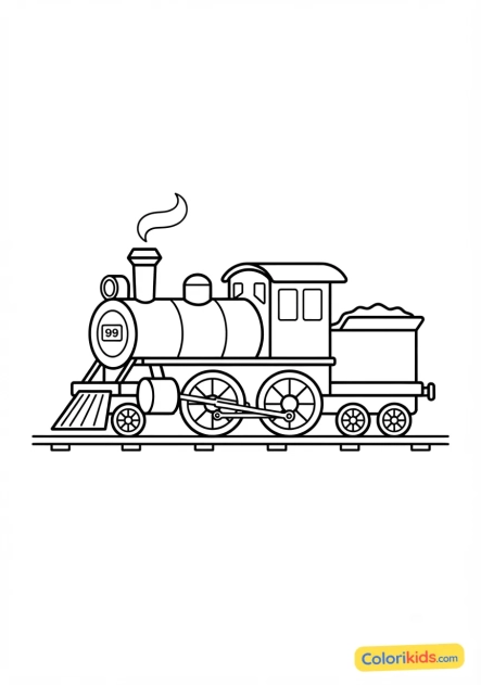 Desenho para colorir para imprimir: locomotora a vapor clássica