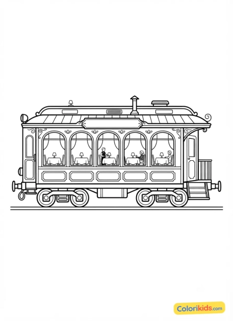Desenho para colorir para imprimir: vagón restaurante elegante