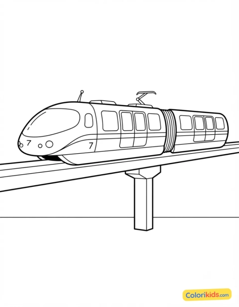 Desenho para colorir para imprimir: trem monotrilho futurista
