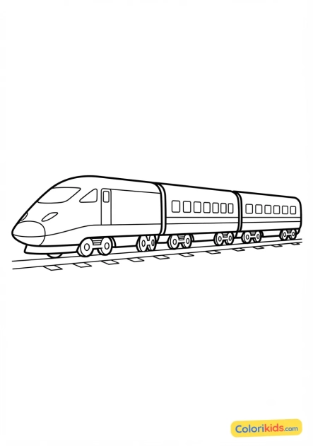 Desenho para colorir para imprimir: trem com locomotiva de nariz pontiagudo