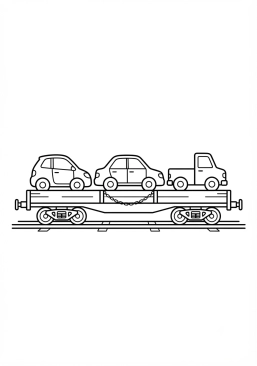 Malvorlage Flachwagen transportiert Autos