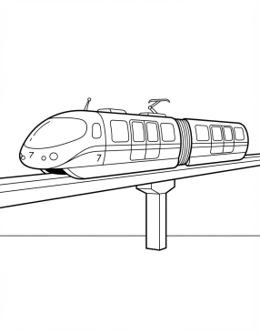 Malvorlage Futuristischer Einschienenbahn-Zug