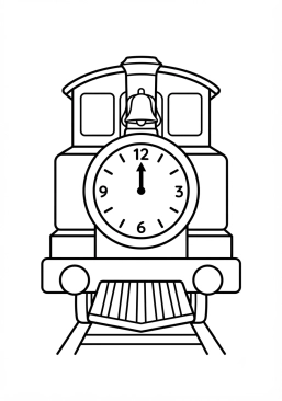 Malvorlage Lokomotive mit Uhr an der Front