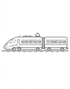 Malvorlage Personenzug mit Passagieren an den Fenstern