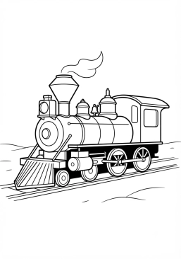 Malvorlage Retro-Lokomotive in bunten Farben