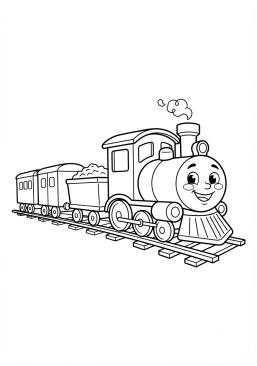 Malvorlage Lächeln der Cartoon-Spielzeugeisenbahn