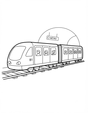 Malvorlage U-Bahn-Zug im Tunnel