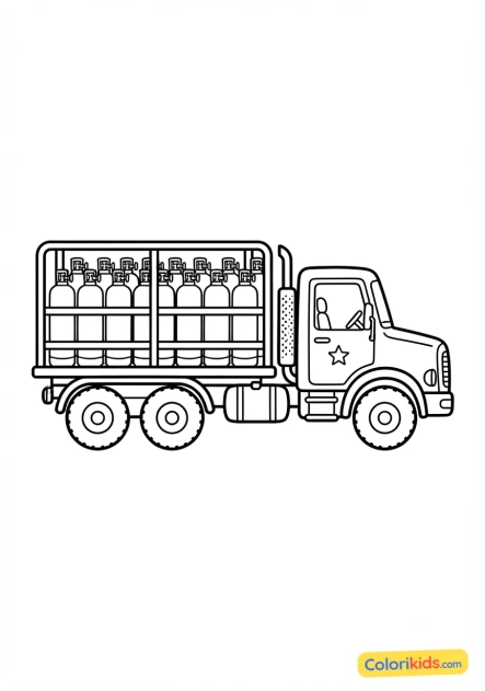 Dibujo para colorear para imprimir: camión de transporte de bombonas de gas