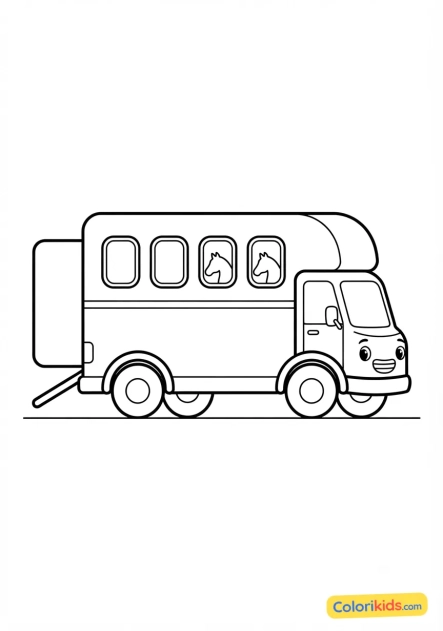 Ausmalbild zum Ausdrucken: pferdetransporter