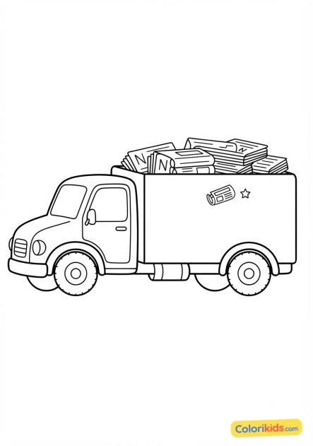 Desenho para colorir para imprimir: caminhão de entrega de jornais