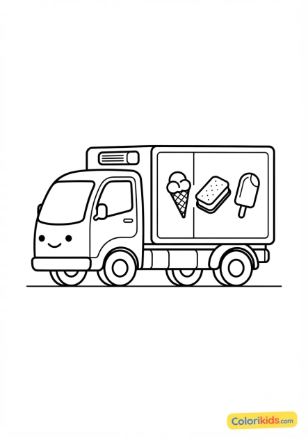 Ausmalbild zum Ausdrucken: kühlwagen mit Eiscreme