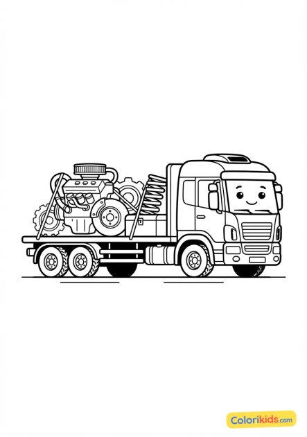 Ausmalbild zum Ausdrucken: ersatzteiltransporter