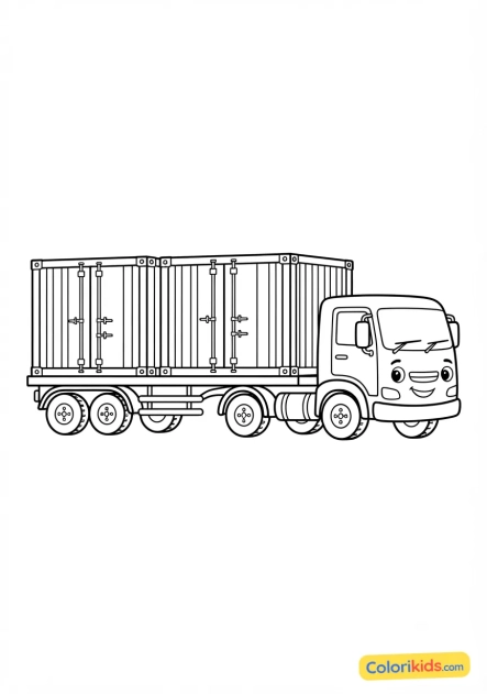 Ausmalbild zum Ausdrucken: lastwagen mit bunten Containern