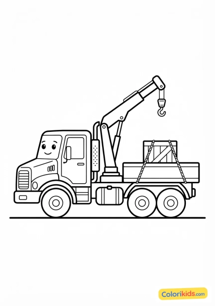 Desenho para colorir para imprimir: caminhão com guindaste fixo para carga