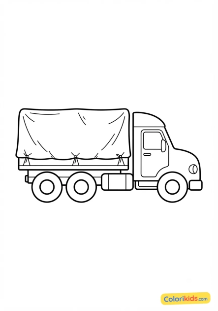 Dibujo para colorear para imprimir: camión con remolque de lona