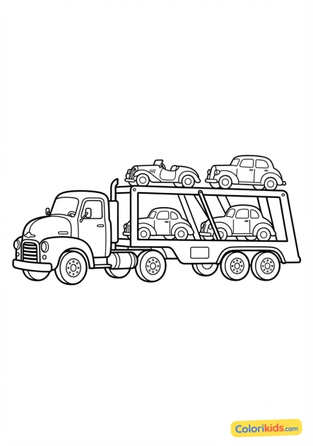 Ausmalbild zum Ausdrucken: oldtimer-Transporter