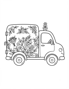 Malvorlage Blumenlieferwagen