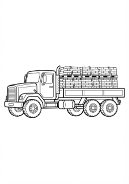 Malvorlage Lastwagen mit Bausteinen / Ziegelsteinen