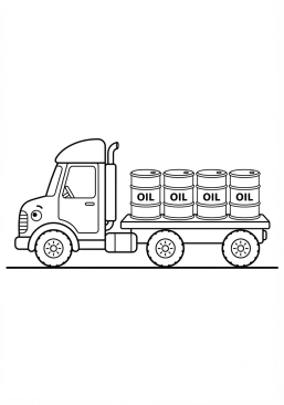 Malvorlage Lastwagen mit Ölfässern