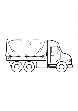 Malvorlage Lastwagen mit Planenanhänger