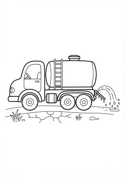 Malvorlage Wassertankwagen zur Bewässerung