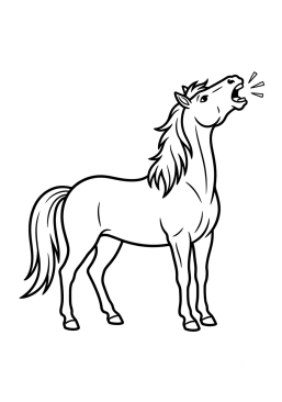 Horse neighing with head held high Coloring